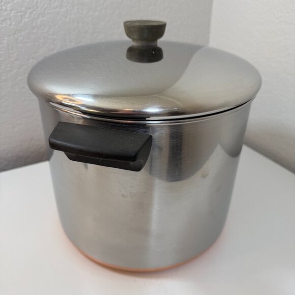 Vintage Revere Ware 8 QT Stock Pot w/ Lid Copper Clad 1801 Clinton ILL USA - Picture 7 of 16